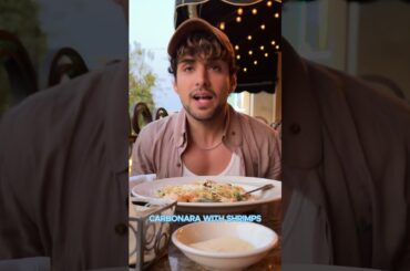 Ordering a carbonara with shrimps and cream for my Italian roommate #fabioandben #carbonara #food