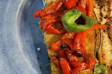 Roasted eggplant & peppers sandwich