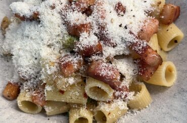 Mezze maniche with pancetta