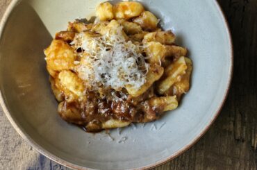 Potato gnocchi with short rib ragu finished with aged balsamic