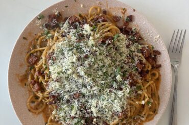 Chorizo rose sauce with Guanciale