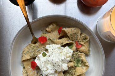 Scratch pappardelle, pesto & burrata for a friend’s birthday last week