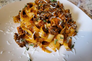 First time making Mushroom Ragu over Pappardelle.