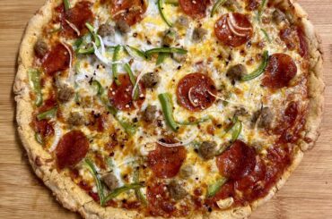 Made our first gluten free pizza from scratch tonight. Crust has room to improve, but it was good!