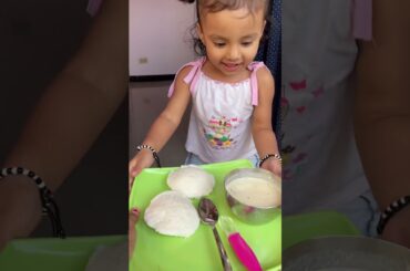 20 months baby eating Idli chatani !!