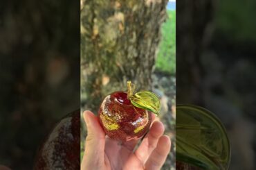Handmade Murano Glass Apple Figurine, Hand Blown In Italy  #artist #glassart #muranoglass