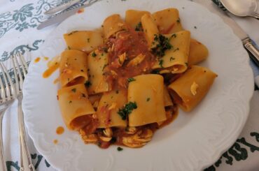 Paccheri al Calamaro e Spigola