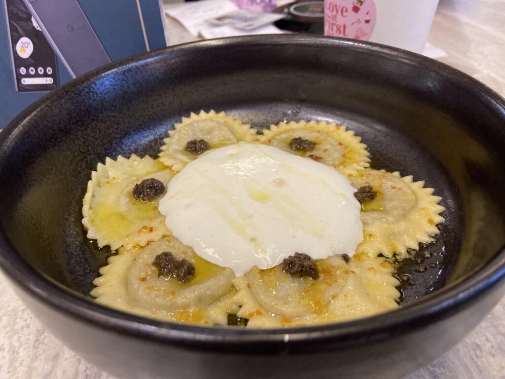 Truffle ravioli that I had at a mall last weekend.