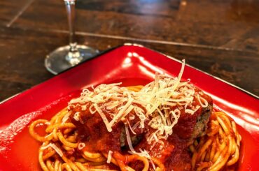Rummo Spaghetti, homemade sauce, authentic Italian meatballs