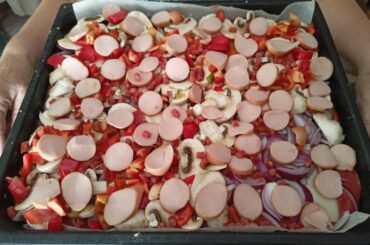 Homemade leftovers thick pizza