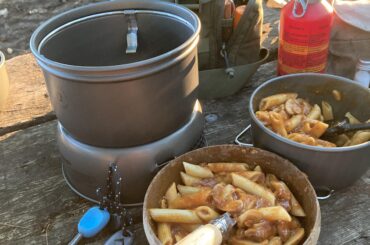 Some penne in the woods