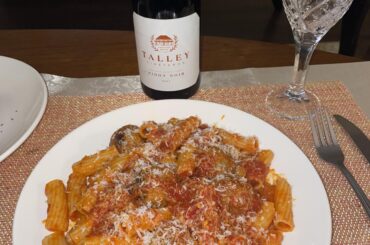 Rigatoni Meatballs with grated pecorino.