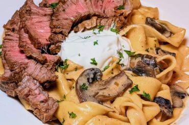 Beef Stroganoff and homemade egg pasta