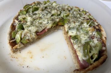 Best tasting pizza so far. Added ground flax seed to the dough for a healthier pizza and it turned out great.