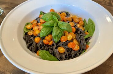 The result - squid ink fettuccini