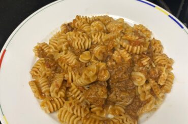 Radiatori with red wine braised pork and beef ragu.
