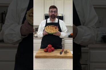 Peach Pie with Homemade Pie Crust.  #fyp #recipe #peachpie #piecrust #peach