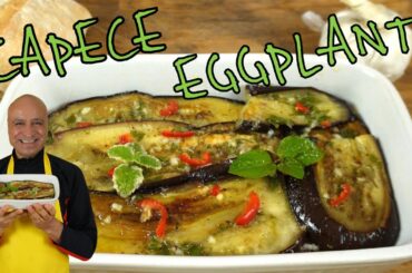 Southern Italian Eggplant Scapece Style Marinated with Mint, Garlic & Olive Oil