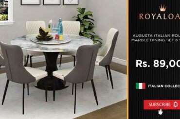 Royaloak | Augusta Italian Round 5D Marble Dining Set 6 Seater
