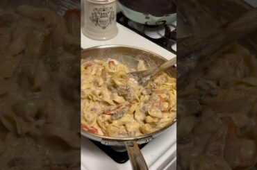 Cheesy Philly Cheesesteak Tortellini! #cooking #shorts #weeknightdinners