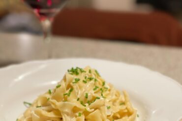 Homemade egg fettuccine