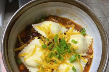 Chili and cheddar ricotta chive ravioli