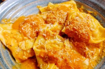 Pumpkin and Ricotta Ravioli with Vodka sauce