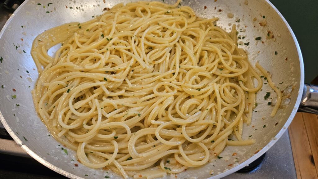 Yesterday's spaghetti aglio e olio I made for dinner
