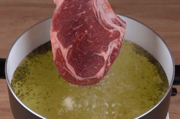 Put the meat in boiling water, I learned this trick at a 5-star steakhouse