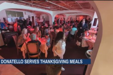Donatello serves Thanksgiving meals