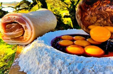 Cheesy Pasta Carbonara with BACON Cooked in Nature | Outdoor ASMR Cooking