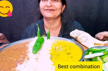 [Mukbang ASMR ]Eating kadhi chawal/Rajma Chawal with salad,Papad#mukbangasmr#kadhichwal#eatingshow