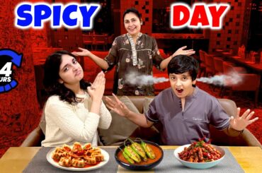 SPICY DAY | 24 Hours eating only Spicy Food | Aayu and Pihu Show