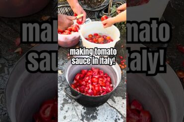 Making tomato sauce in Italy!