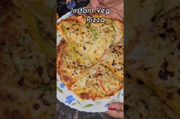 Instant veg pizza recipe | veggie pizza recipe #shorts #recipe #food #snacks #pizza