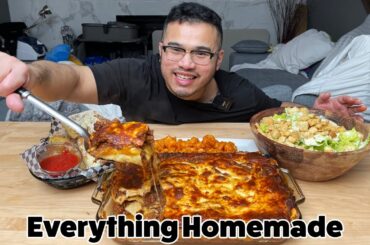Lasagna Family Feast w/ All Your Fixing Recipe - Everything Made At Home
