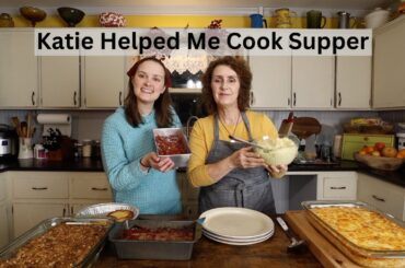 Matt Got His DELICIOUS Macaroni & Cheese with Meatloaf, Mashed Taters, Pickled Beets, & Apple Crisp