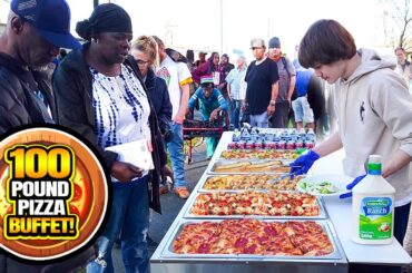 Making A 100 Pound Pizza Buffet For The Homeless!