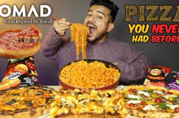 ITALIAN WOOD FIRED BURRATA PIZZA, CHICAGO DEEP DISH CHETTINAD PIZZA, DETROID MUSHROOM PIZZA MUKBANG