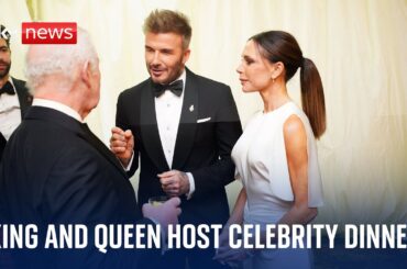 King and Queen joined by the Beckhams, Helen Mirren and Stanley Tucci at celebrity dinner