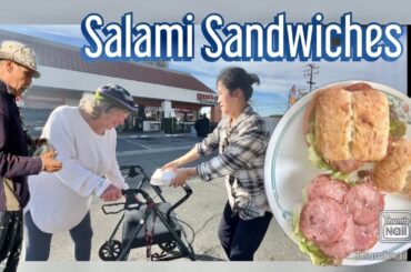 MAKING ITALIAN SALAMI SANDWICHES FOR THE HOMELESS PEOPLE AND PEOPLE IN NEED!