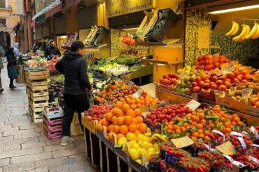 The old market in Bologna’s Quadrilatero, Italy. How the day starts in Bologna!