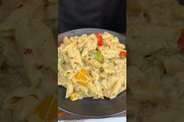Cheesy White Sauce Pasta ASMR Cooking #shorts #food #cooking #asmr #recipe #crunchytreats #trending