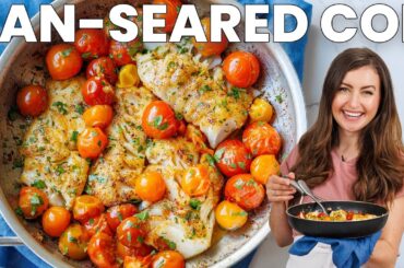 Pan Seared Cod with Garlic White Wine Sauce In 30 Minutes