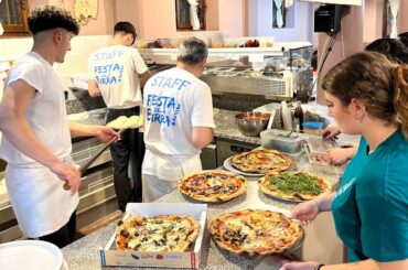 Food In Modena - wood fired Pizza - Busy pizzeria in Italy