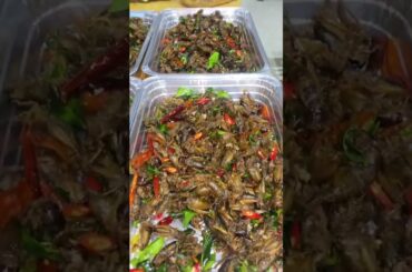 Fried insects have a special taste. #food #cook #khmerfood #short #foryou