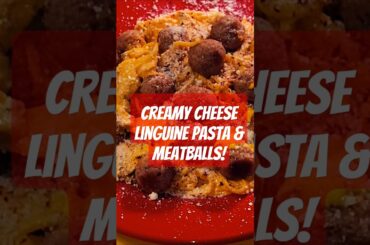 Creamy Cheese Linguine Pasta & Meatballs!  #asmr #cooking #meatballs #cheese #spaghettirecipes