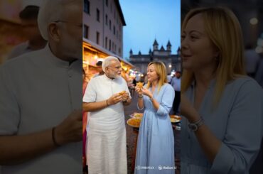 Modi Ji and Meloni eating Samosa in Italy.. AMAZING #viralvideo  #shorts #ai #shortsfeed #short