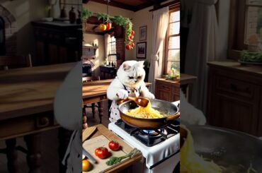 Meow-chef in the Kitchen! Italian Cooking Like You’ve Never Seen | #cookingcat #cookingshorts #ai