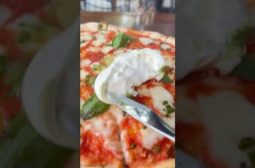 Creamy Authentic Burrata Pesto Margherita Pizza #pizza #food #shorts #ytshorts